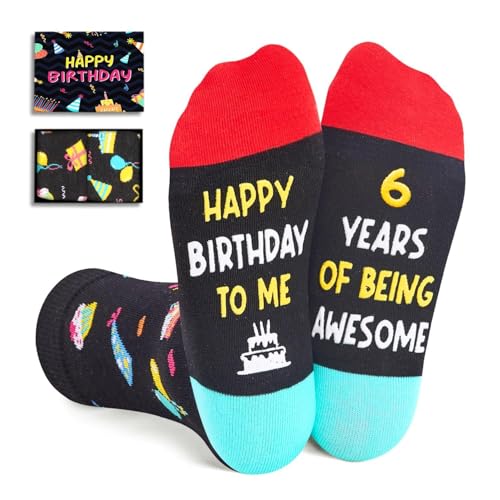 Zmart 6th Birthday Gifts for Boys - Socks for Boys Girls Age 6, 6 Year Old Boy Gift Ideas, Presents for 6 Year Olds, Black