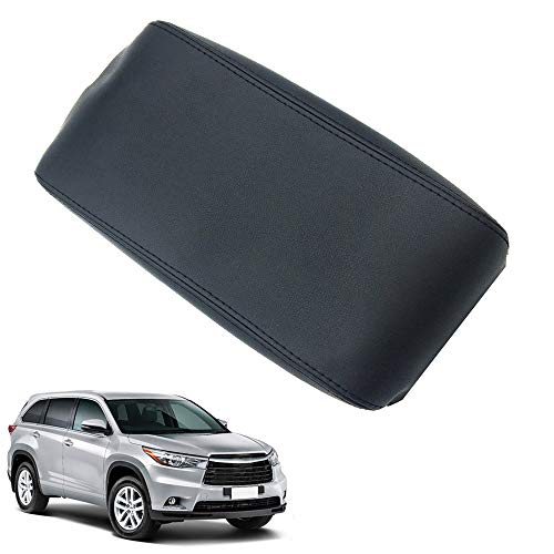 DSparts Armrest Center Console Leather Synthetic Cover Fits for 2008-2013 Toyota Highlander (Black)
