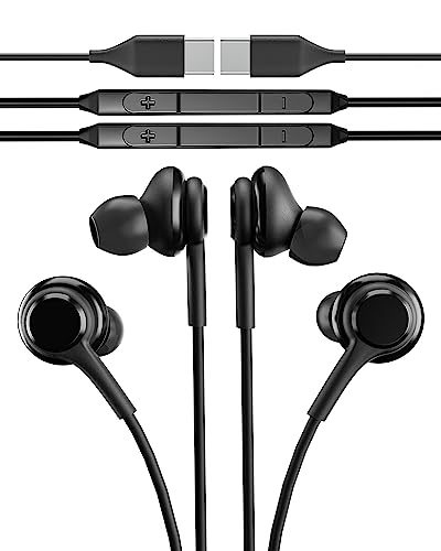 USB C Écouteurs Filaire Ecouteur(Lot de 2) Type C Jack Prise Casque Gaming Earphones Sport Audio Oreillette avec Fil Kit Main Libre Musique Headphones Compatible pour...
