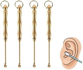 AUZENO 2-in-1 Ear Pick & Ear Curette Cleaner Set with Key Ring – Reusable Brass Earwax Removal Tools for Optimal Ear Care 4-Piece-picture-15