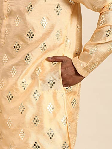 Image of Rajubhai Hargovindas Men's Jacquard Work Kurta Set
