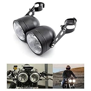 Phares de moto phares avant doubles avec support pour Bobber Chopper Cafe Racer
