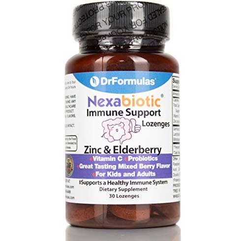 DrFormulas Elderberry, Zinc, Vitamin C Lozenges with Echinacea and Nexabiotic Probiotics, 30 Count (not Gummies or Syrup)