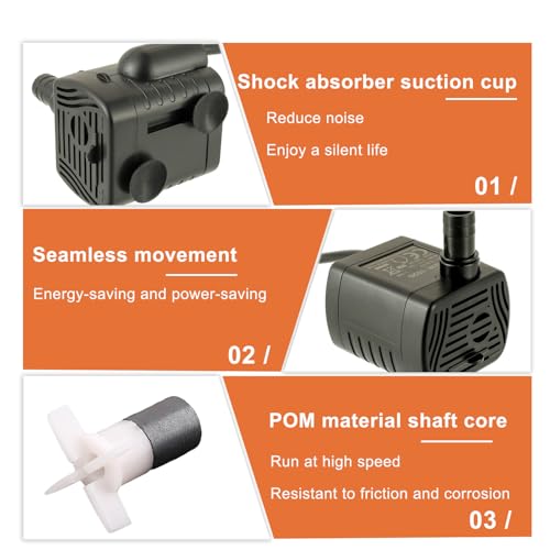 Image of Cat Water Fountain Pump Mini fish tank pump Crafts Plant Micro Water Pump Pet Water Fountain Pump Replacement Pump USB-1020 3.5-9V,Black