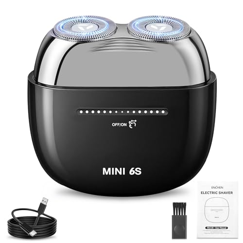 Mini Electric Shaver, Portable Electric Razor for Men, IPX7 Waterproof Face Shavers with Slide Touch Form Switch, Cordless Magnetic Shaving Double Head, USB-C Fast Rechargeable Travel Shaver