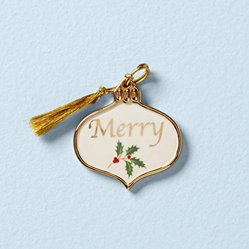 Lenox Holiday Merry Ornament Charm, 0.12, Ivory #TOP1