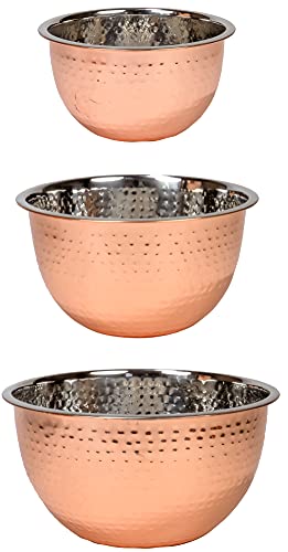 Set de 3 Tazones de Acero Inoxidable con Acabado Cobre Martillado miniatura 2