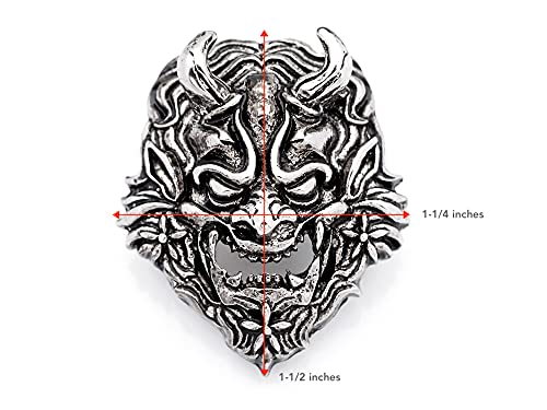 Craftmemore 40X35 Mm Japanese Devil Oni Demon Concho Screw Back Leathercraft Coin Conchos Pack Of 2 (Antique Silver) #TOP2