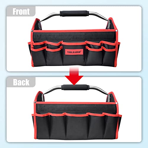 TOOLEAGUE 19 Inches Heavy Duty Tool Bag 25 Pockets, 1680D Fabric Tool Bags with Strong Molded Base, Multi-pocket Tool Organizer with Adjustable Shoulder Strap - Thumbnail 7