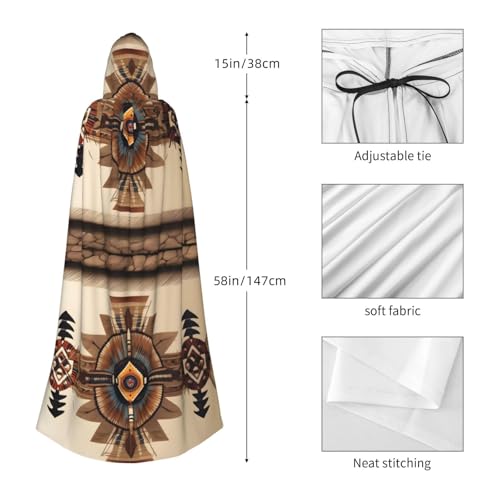 Chaqueta larga con capucha para adulto estilo nativo americano 5