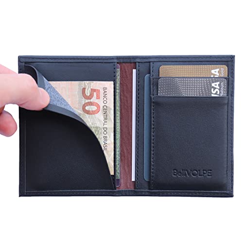 Carteira Masculina Vertical Slim Porta Cartões CNH RG (Preto)