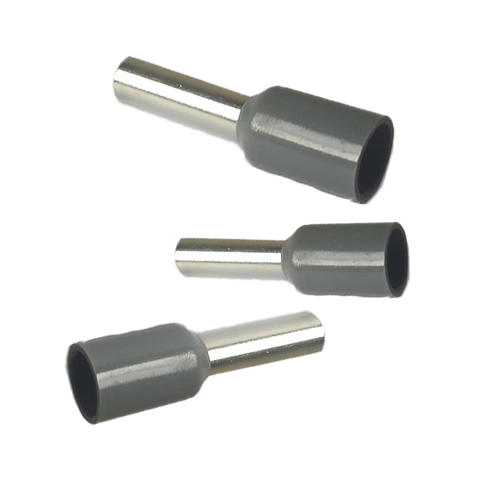 Ukcable-Ties Grey Cable Cord End Terminals 2.5Mm² Single Entry Bootlace Ferrules - (Pack Of 100)