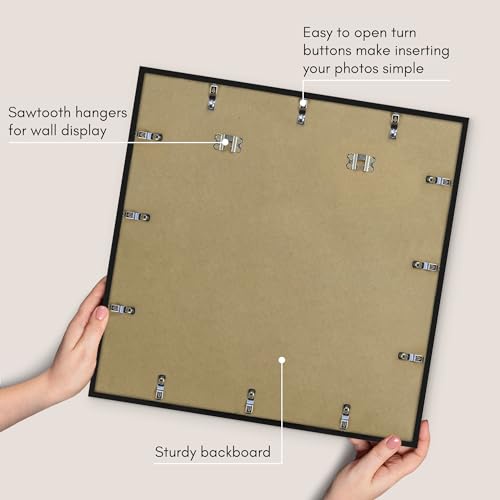 Americanflat 22x22 Picture Frame with Polished Plexiglass - Streamline Collection - Thin Border Square Frame for Wall Display - Hanging Hardware Included - Black