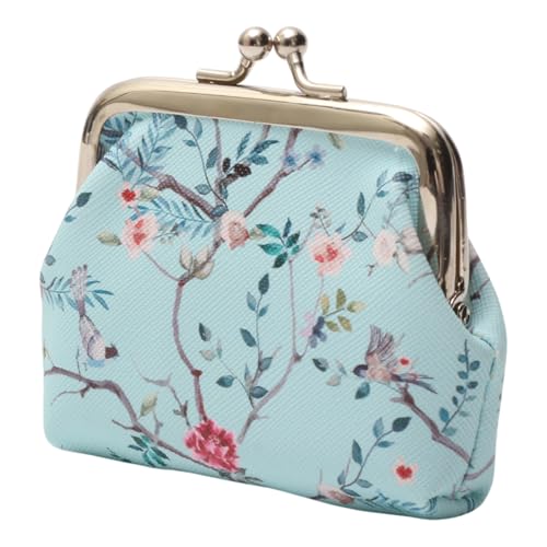 1Pcs Pouch Wallet Branch Blossom Snap Wallet PU Leather Blue 9x8cm2