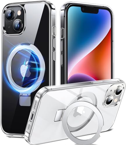 Coque compatible MagSafe pour iPhone 14 Plus avec béquille anneau et protection militaire