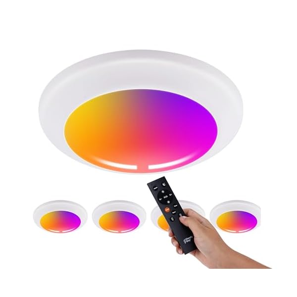 CLOUDY BAY [4 Pack] Smart LED Flush Mount Lights,5/6 Inch Surface Mount Ceiling Lights with Remote Control,Smart WiFi Recessed Can Lights,Color Changing Retrofit,Work with Alexa/Google Assistant