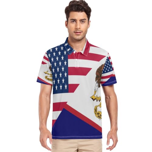 Polo homme GuoChe idéal pour le travail décontracté et les loisirs avec motif États-Unis Samoa S