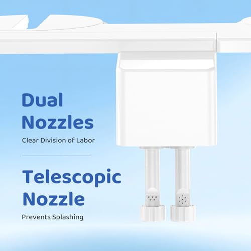 Image of Bidet Attachment for Toilet Seat, Ultra Slim | Easy Control | Adjustable Water Pressure | Non-Electric Self-Cleaning Dual Nozzle | Cold Water Bidet for Frontal & Rear Wash, Bamboo Knob