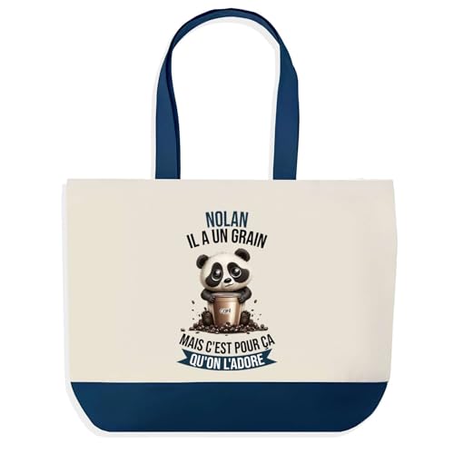 Sac de shopping grand format Planetee Nolan Panda bleu, cabas course provision