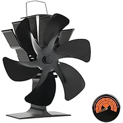 Estufa Con Ventilador Precio Ventilador de Estufa, Ventilador para Chimenea de Leña con Termómetro, Silencioso Sin electricidad Para Estufa de Leña/Pellets/Madera (6 aspas)