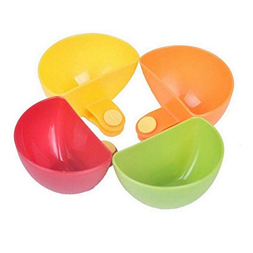 EHOTER Soporte para cuenco con clip de la suerte y amor, coloridos cuencos de mesa con clip para salsa de tomate, sal, vinagre, azúcar, especias, cuenco de inmersión para fiestas (4 piezas)
