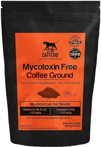 Lean Caffeine Bulletproof Decaf Ground Coffee 227g | Super Clean Mycotoxin, Pesticide & Heavy Metal Free Bulletproof Coffee | Swiss Water Decaffeinated Ground Coffee