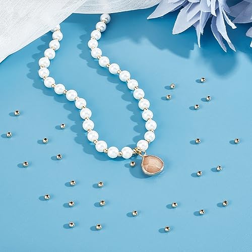 UNICRAFTALE 500Pcs 3mm Diameter Golden 304 Stainless Steel Round Seamed Beads Smooth Round Loose Beads Tiny Metal Hollow Crimp Bead for Jewelry Bracelets Necklace DIY Making Crafts - Image 2