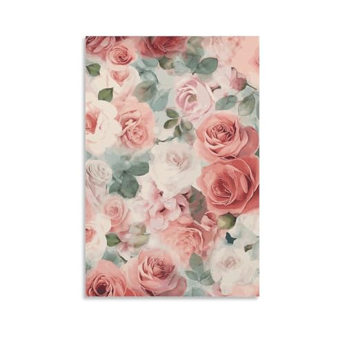 Toile murale décorative mélange de roses pâles salon et chambre 60x90 cm