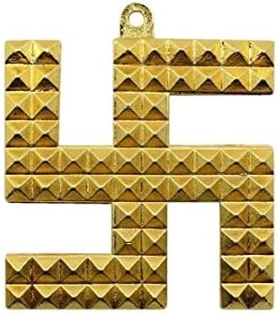 Vastu Panchdhatu Metal Swastik Pyramid for Wall and Door Decorative Showpiece - 11 cm (Metal, Gold)