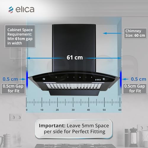 Image of Elica 60cm 1200 m3 /hr Baffle Filters Autoclean Kitchen Chimney with 10 Years Motor & 5 Years Comprehensive Warranty | BF 600 SLIM HAC MS NERO | Black | Touch Control with Motion Sensor Control