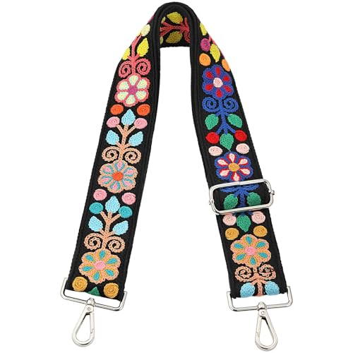 Image of Crochet Flower Purse Strap,Knit Wide Replacement Crossbody for Shoulder Strap Bag Adjustable 2inch Guitar Strap