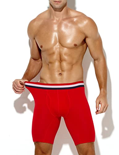 Men's Long Boxer Briefs Cotton Breathable and Soft with Underwear for Men3
