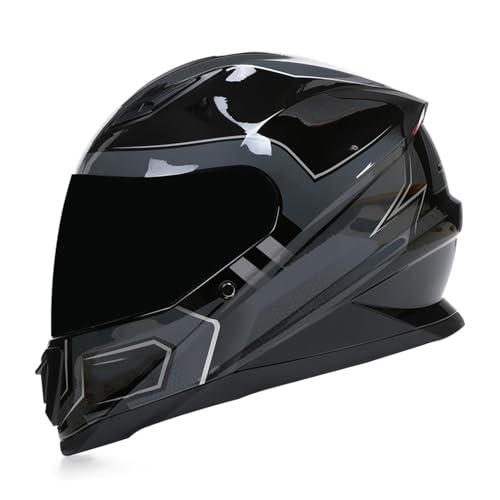 Casco Integral Motocicleta Clásico con Visera Duradero Y Resistente Al Desgaste Cascos Integrales De Moto Homologado ECEDOT Cascos De Motocross Pa Hombres Y Mujeres Adultos D,M:57-58CM
