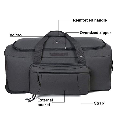 ARMYCAMO Rolling Loadout Luggage Bag with Wheels,Hockey Bag, Duffle Bag with Rollers,124L X-Large Heavy Duty Oversized Storage Bag,Tactical Wheeled Deployment Trolley Camping Bag