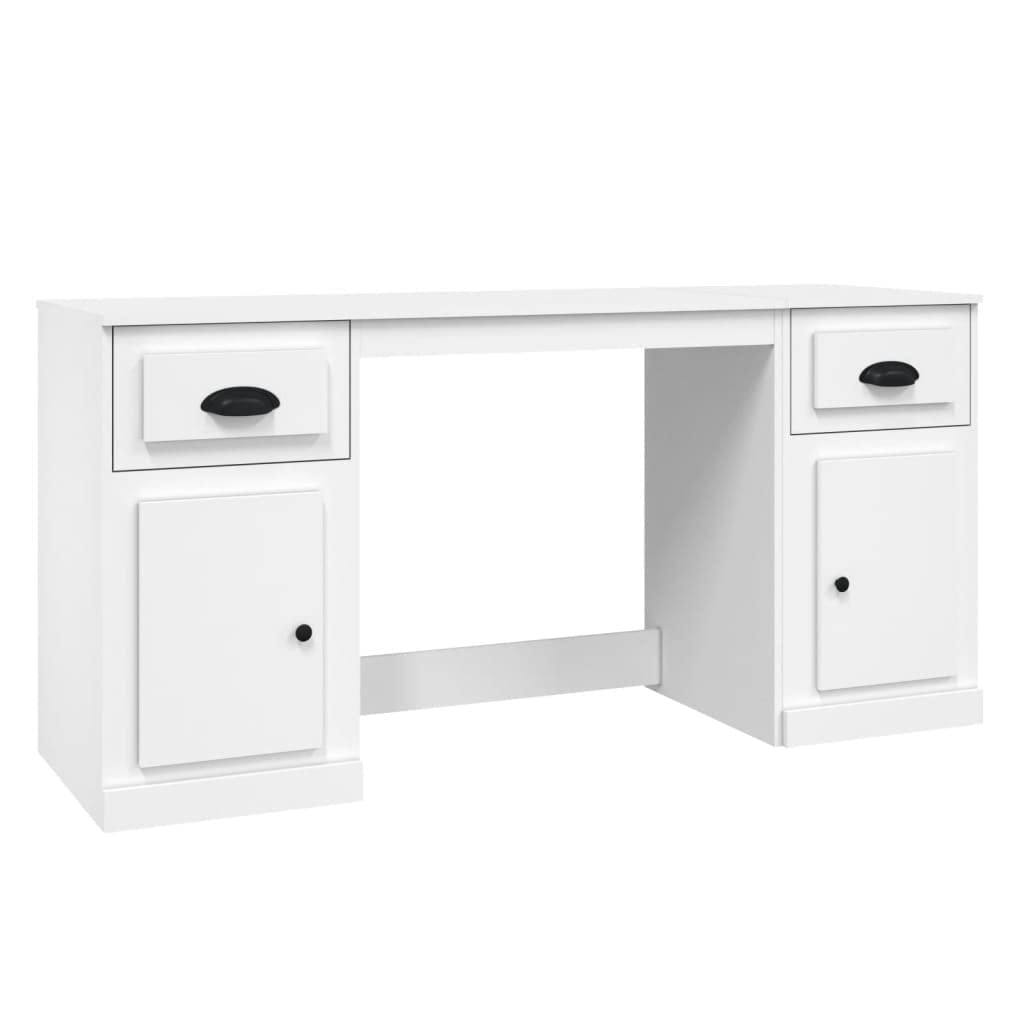 Scrivania con spazio di archiviazione, colore bianco, 154,5 x 50 x 75 cm, materiale in legno massiccio, design moderno, robusta soluzione per la casa, l'ufficio e la camera dei ragazzi