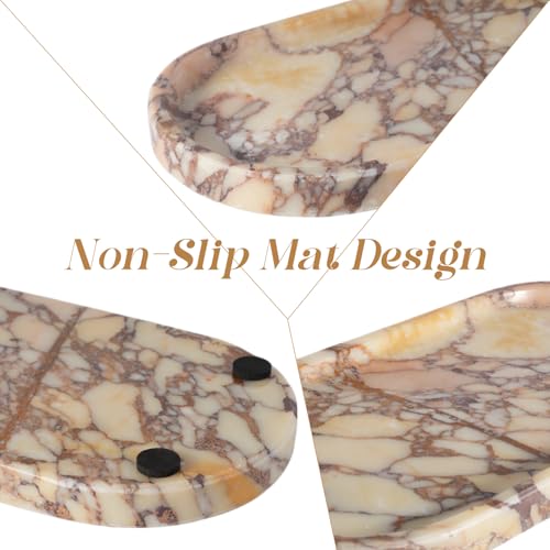 Image of Koville Natural Marble Tray for Decor, Marble Vanity Tray for Perfume, Cosmetics, Jewelry, Stone Decorative Trays for Dresser Organizer, Storage Trays for Home Bathroom Countertop(Calacatta Viola)