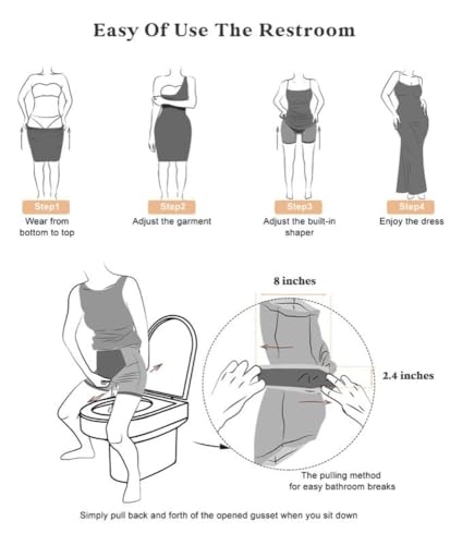 Image of Popilush Formal Dresses for Women - Built in Shapewear Bra Square Neck Short Sleeve A-Line Flowy Midi Wedding Guest Dress