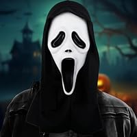 viallolipa Ghostface Mask, Halloween Scary Ghost Face Mask, Latex Halloween Masks for Adults Men Women Cosplay Masquerade Fancy Dress