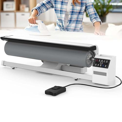 ZOLPINL Plancha de Vapor Industrial de 90 cm con Rodillo Giratorio, 2950 W, con Pedal | Plancha de Vapor Continua | para Ropa de Cama y Hotel | Lavandería, Fundas de Almohada y servilletas