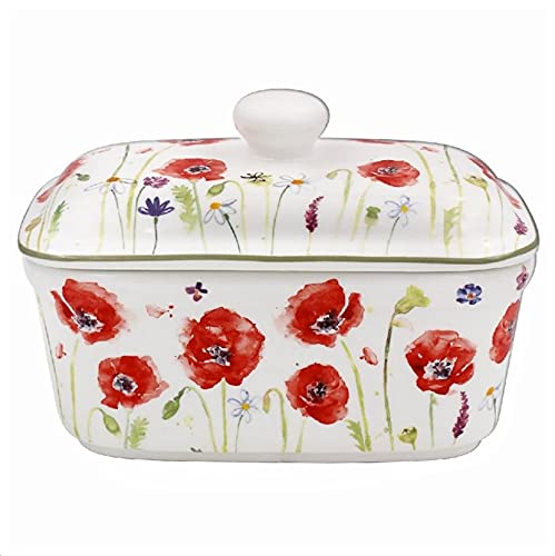 The Leonardo Collection LP94602 Poppy Field Butterdose mit Blumenmuster, feines Porzellan, verpackt Cover