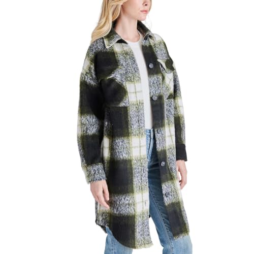 Steve Madden Women's Plaid Long Shirt Jacket2