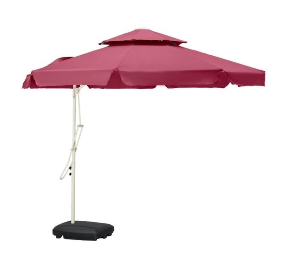 HYUFEIAO Garden Umbrella Parasol Outdoor Umbrella 8.2FT Large Parasol With Base Outdoor Courtyard Umbrella Garden Umbrella Beach Umbrella Square Double-top Umbrella Pati(B 250cm)