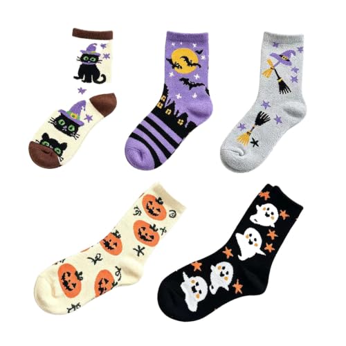Funny Halloween Socks Womens Fleece Cute Pumpkin Ghost Bat Pattern Socks - image 1