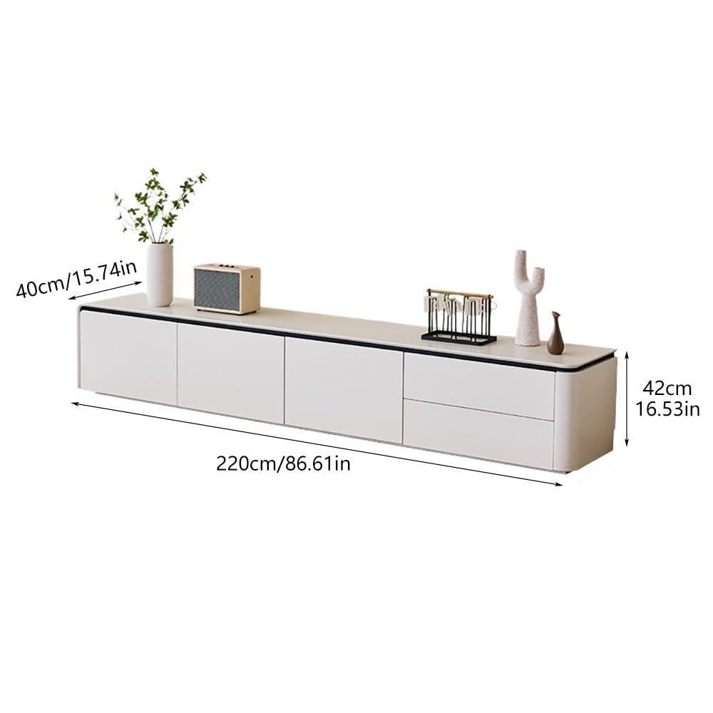 TEESONG Stojak na telewizor do salonu, 180 cm, nowoczesna biała drewniana szafka do przechowywania, minimalistyczna konsola o wysokim połysku, gospodarstwo domowe, salon, centrum rozrywki, stojak pod