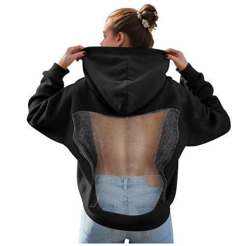 Amazon.com: Mesh Back Hoodie Women's Backless Sparkle Hoodies Y2k