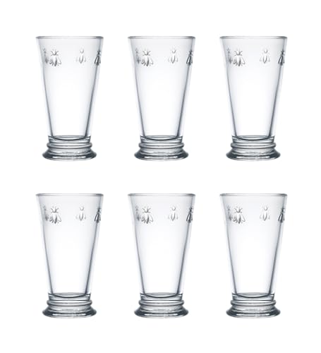 La-Rochere-Set-of-6-Tall-Drinking-Glasses-63-Tall-High-Ball-156-Oz-Each-Napoleonic-Bee-Pattern