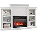 Giantex 70" Electric Fireplace TV Stand, 1500W Electric Fireplace Inserts with 3 Flame Colors, Media Console, TV Cabinet with Fireplace, 6 Shelves, Entertainment Center for Bedroom, Living Room