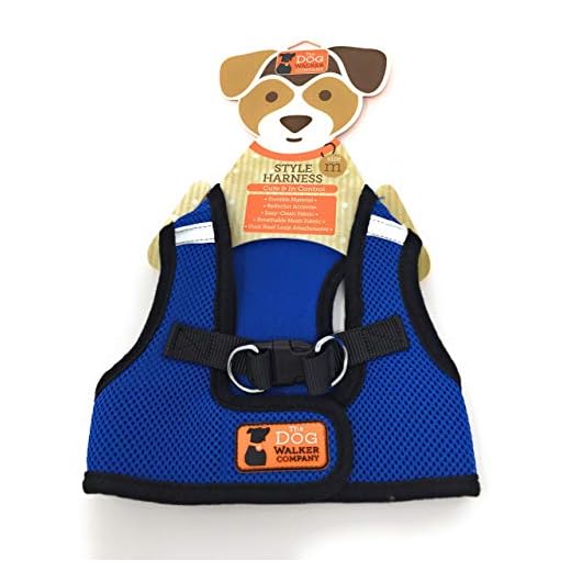 The Dog Walker Reflector Style Harness | Blue | Medium 10-15 lbs
