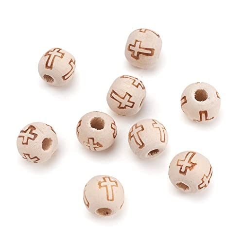 Cheriswelry 200pcs 10mm Natural Unfinished Round Wood Beads with Cross Solid Wooden Ball Loose Spacers for DIY Jewelry Making Hole:2mm - Image 4