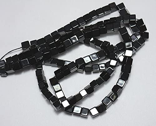 Perles onyx noir cubiques 6mm pour création de bijoux et colliers